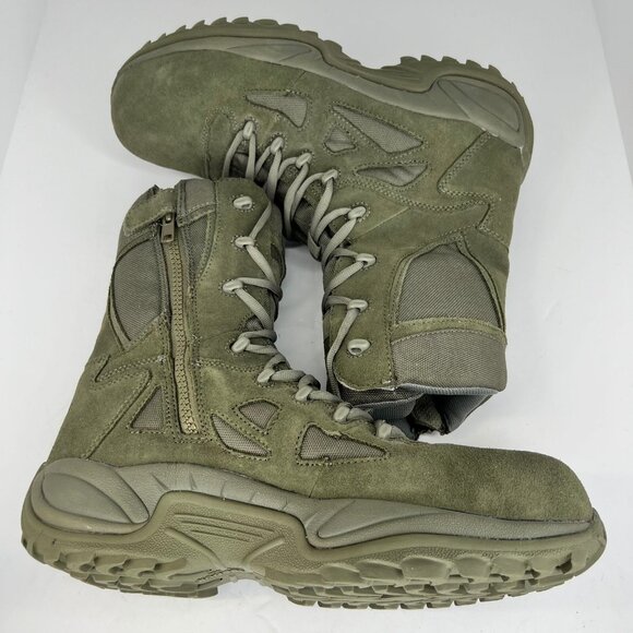 Reebok Mens RB8990 Sage Green Rapid Response With Zipper Size 14M Tactical Boots